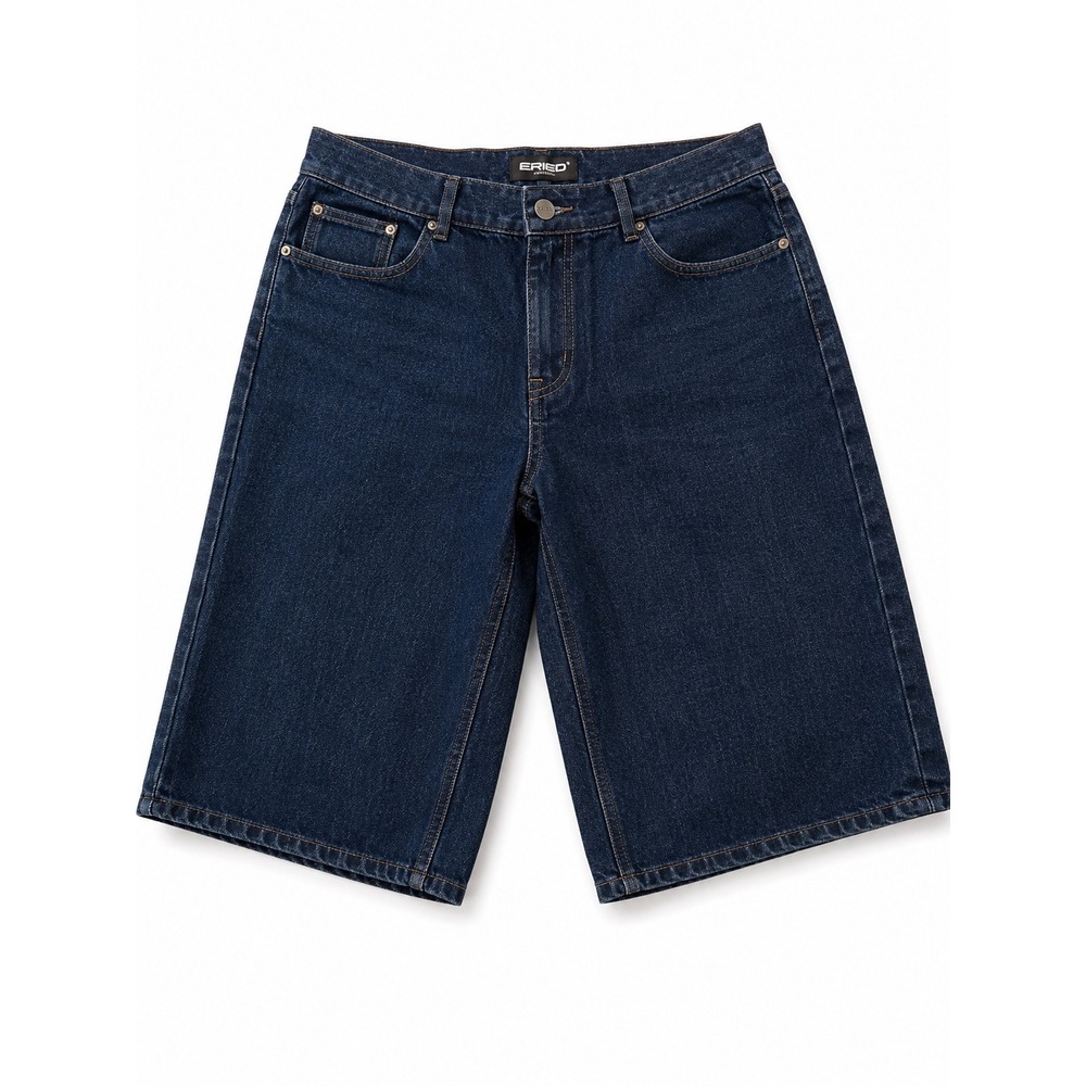 Erizo Mens Baggy Denim Shorts Size 36 Blue Indigo Y2K Streetwear Wide Leg Skater